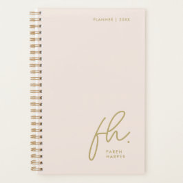 Script Monogram Eenvoudig Elegant Blush Gold Vrouw Planner