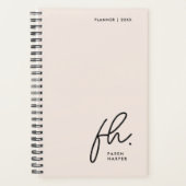 Script Monogram Eenvoudig Elegant Blush Roze Vrouw Planner (Voorkant)