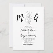 Script Monogram Eenvoudige Botanische Trouw Kaart (Voorkant)