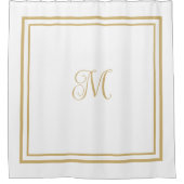 Script Monogram Elegant Goud Dubbele Rand Douchegordijn (Voorkant)
