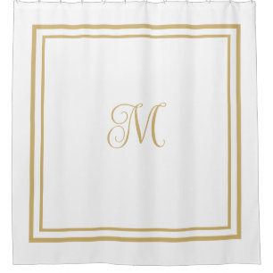 Script Monogram Elegant Goud Dubbele Rand Douchegordijn