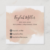 SCRIPT MONOGRAM elegante initialen blush waterverf Vierkante Visitekaartje (Achterkant)