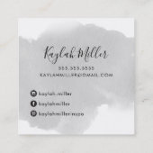 SCRIPT MONOGRAM elegante initialen grijs waterverf Vierkante Visitekaartje (Achterkant)