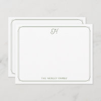 Script Monogram  Familie Stationery Green
