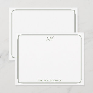 Script Monogram  Familie Stationery Green Notitiekaartje