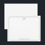 Script Monogram  Familie Stationery Green Notitiekaartje<br><div class="desc">Dit ontwerp heeft een dunne dubbele rand met ruimte voor een scriptmonogram bovenaan en naam/tekst onderaan. Klik op de knop Aanpassen als u de ontwerpelementen wilt aanpassen en/of de tekst verder wilt wijzigen! Variaties van dit ontwerp, extra kleuren en coördinerende producten zijn verkrijgbaar in onze winkel, zazzle.com/store/doodlelulu. Neem contact met...</div>
