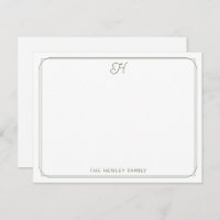 Script Monogram  Familie Stationery Green