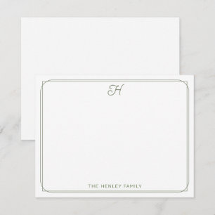 Script Monogram  Familie Stationery Green Notitiekaartje
