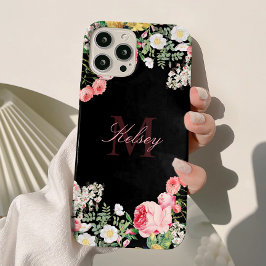  Script Monogram Floral Case-Mate iPhone 14 Hoesje