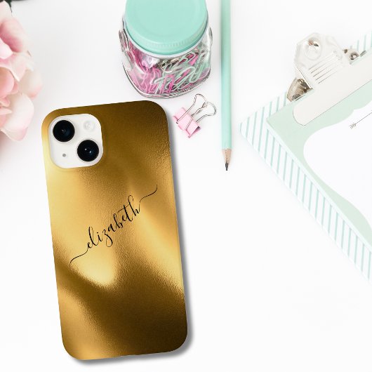 Script Monogram Gouden Folie Patroon Glam Trendy Case-Mate iPhone Case