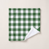 Script Monogram Groen Wit Buffel Plaid Patroon Bad Handdoek (Wasdoekje)