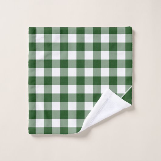 Script Monogram Groen Wit Buffel Plaid Patroon Bad Handdoek (Wasdoekje)