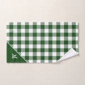 Script Monogram Groen Wit Buffel Plaid Patroon Bad Handdoek (Handdoek)