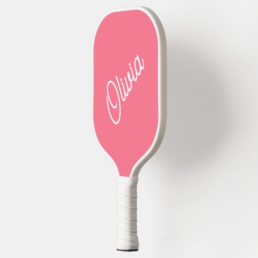 Script monogram, helder roze pickleball paddle (Links)