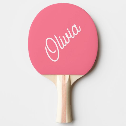 Script monogram, helder roze  tafeltennisbatje (Voorkant)