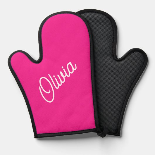 Script monogram, hot pink ovenwant (Voorkant / Achterkant)