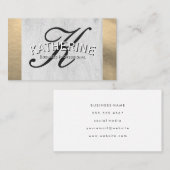 Script Monogram | Houtnerf | Goud Folie Visitekaartje (Voorkant / Achterkant)