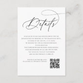 Script Monogram Huwelijksdetails Witte QR-code Informatiekaartje (Voorkant)