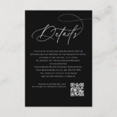 Script Monogram Huwelijksdetails Zwarte QR-code Informatiekaartje (Voorkant)