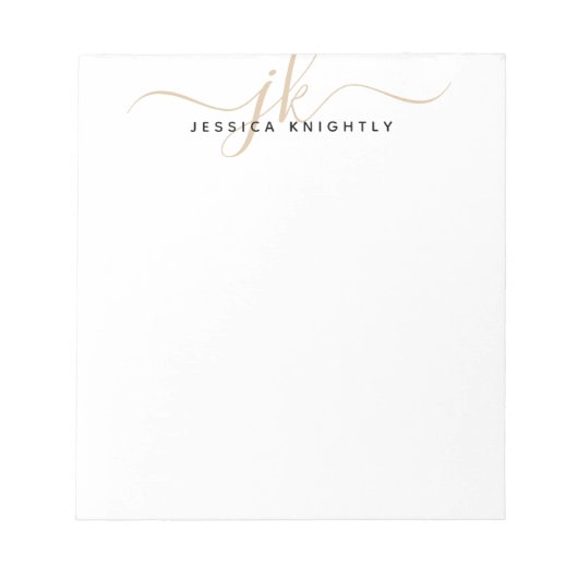 Script Monogram Initiaal Naam Gold Black Notitieblok (Voorkant)