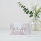 Script Monogram Iridiserende Parel  Visitekaartje (Staand voorkant)