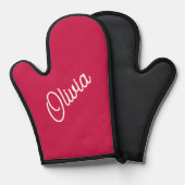 Script monogram, kersenroze nieuwe lijn ovenwant (Voorkant / Achterkant)