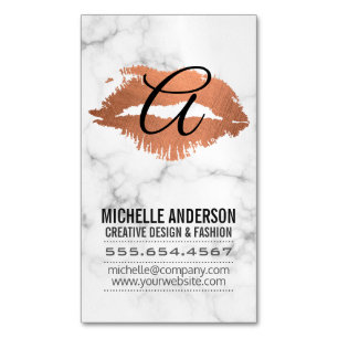 Script Monogram Kiss Stain Marble Magnetisch Visitekaartje