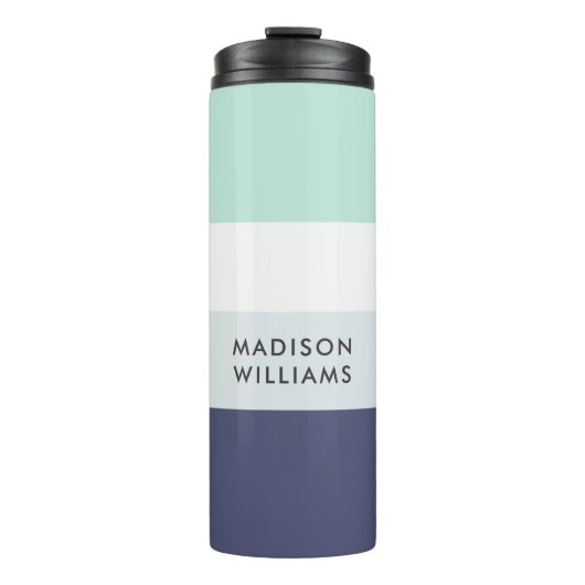 Script Monogram Kleurblok Horizontale Streep Therm Thermosbeker (Voorkant)