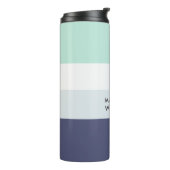 Script Monogram Kleurblok Horizontale Streep Therm Thermosbeker (Gedraaid links)