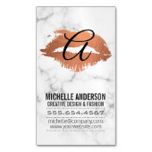 Script Monogram Kus Vlek Marmer Magnetisch Visitekaartje (Voorkant Verticaal)