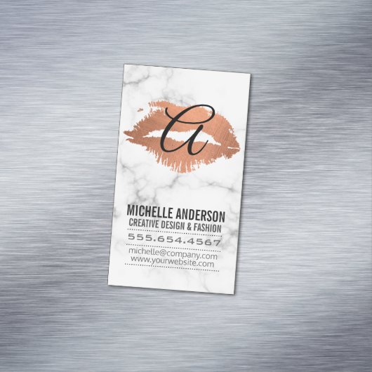 Script Monogram Kus Vlek Marmer Magnetisch Visitekaartje (Voorbeeld)