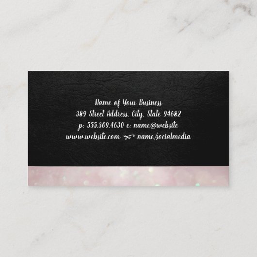 Script Monogram | Leather Bokeh Visitekaartje (Achterkant)