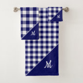 Script Monogram Marine Blauw Wit Gecontroleerd Pat Bad Handdoek (Insitu)