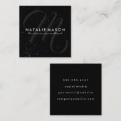 Script Monogram met Spikkels Vierkante Visitekaartje (Voorkant / Achterkant)