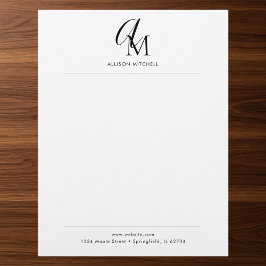 Script Monogram Minimalist Letterhead Briefhoofd
