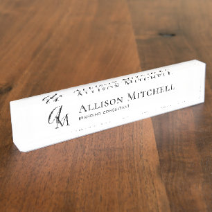 Script Monogram Minimalistische Elegante Bureaunaa Naambordje