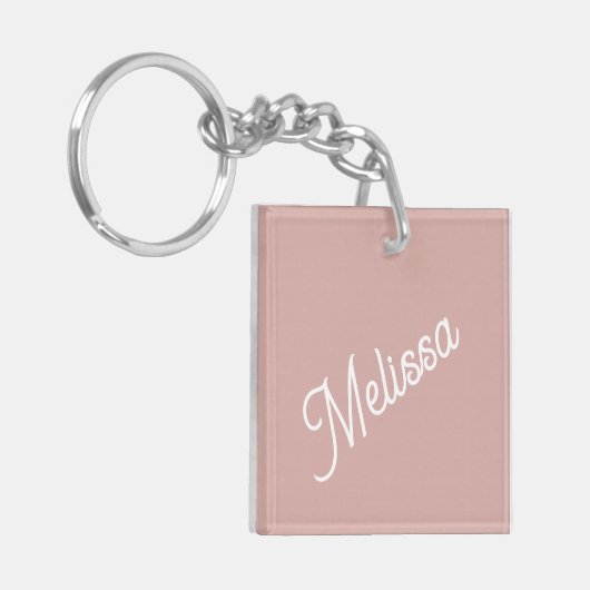 Script monogram, modern blush roze sleutelhanger (Voorkant Links)