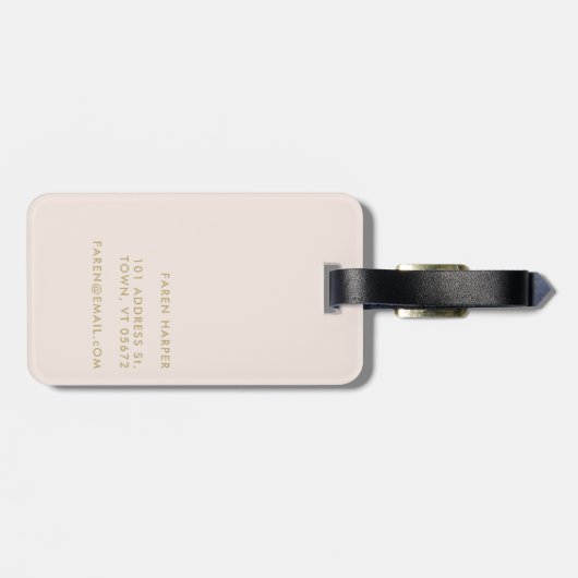 Script Monogram Modern Eenvoudig Elegant Blush Gol Bagagelabel (Achterkant horizontaal)