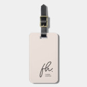 Script Monogram Modern Eenvoudig Elegant Blush Pin Bagagelabel (Voorkant verticaal)