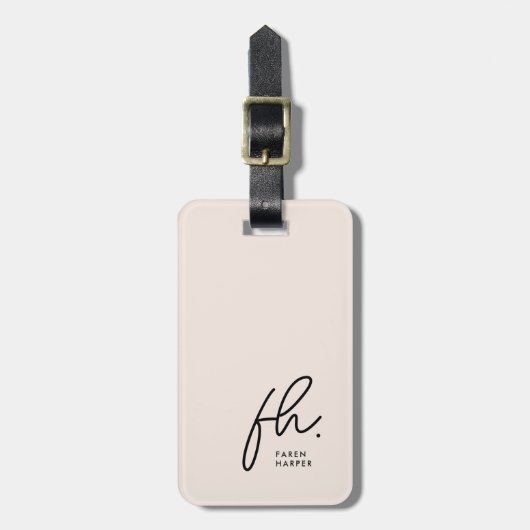 Script Monogram Modern Eenvoudig Elegant Blush Pin Bagagelabel (Voorkant verticaal)
