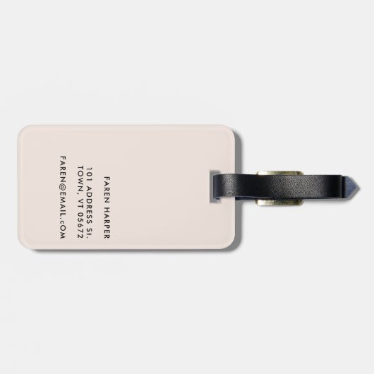 Script Monogram Modern Eenvoudig Elegant Blush Pin Bagagelabel (Achterkant horizontaal)