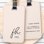 Script Monogram Modern Eenvoudig Elegant Blush Pin Bagagelabel