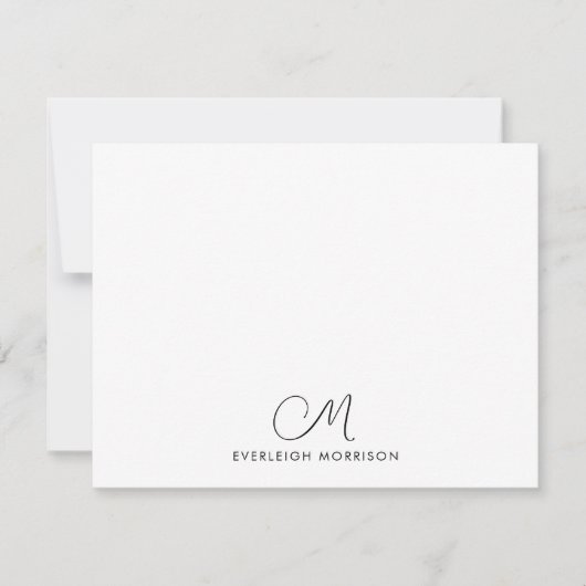 Script Monogram Modern Stationery Notitiekaartje (Voorkant)