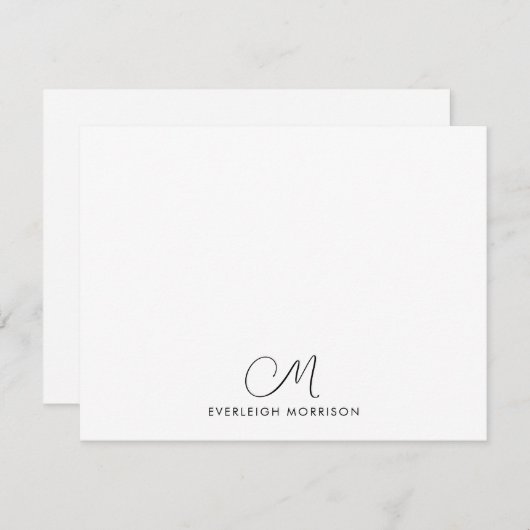 Script Monogram Modern Stationery Notitiekaartje (Voorkant / Achterkant)