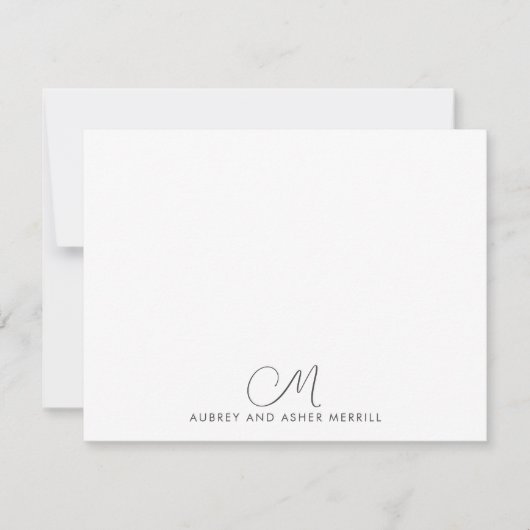 Script Monogram Modern Stationery Notitiekaartje (Voorkant)