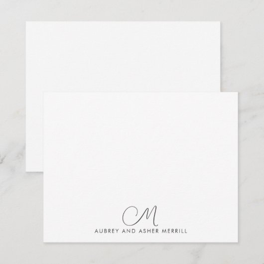 Script Monogram Modern Stationery Notitiekaartje (Voorkant / Achterkant)