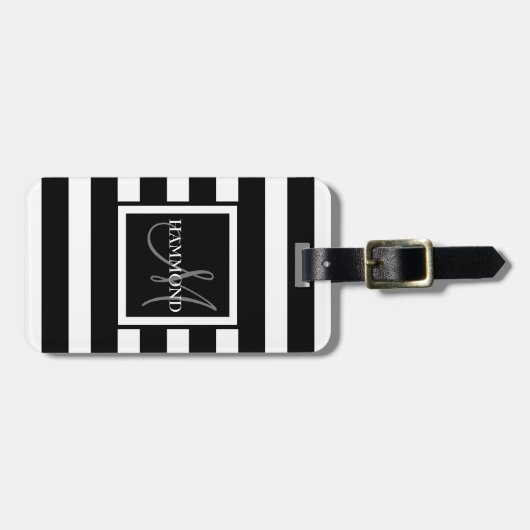 Script Monogram | Moderne streaming Bagagelabel (Voorkant horizontaal)