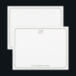 Script Monogram Mooie Familie Briefpapier Groen Notitiekaartje<br><div class="desc">Dit ontwerp heeft een dunne dubbele rand met ruimte voor een mooi schriftmonogram bovenaan en naam/tekst onderaan. Klik op de aanpassen knop als je de ontwerpelementen wilt aanpassen en/of de tekst verder wilt aanpassen! Variaties van dit ontwerp, extra kleuren en bijpassende producten zijn beschikbaar in onze winkel, zazzle.com/store/doodlelulu. Neem contact...</div>