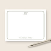 Script Monogram Mooie Familie Briefpapier Groen Notitiekaartje