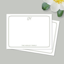 Script Monogram Mooie Familie Briefpapier Groen Notitiekaartje